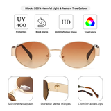 essntl Series Retro Oval Sunglasses For Women & Men - Gold Frame Gradient Brown Lenses essntl Series Retro Oval Sunglasses For Women & Men - Gold Frame Gradient Brown Lenses