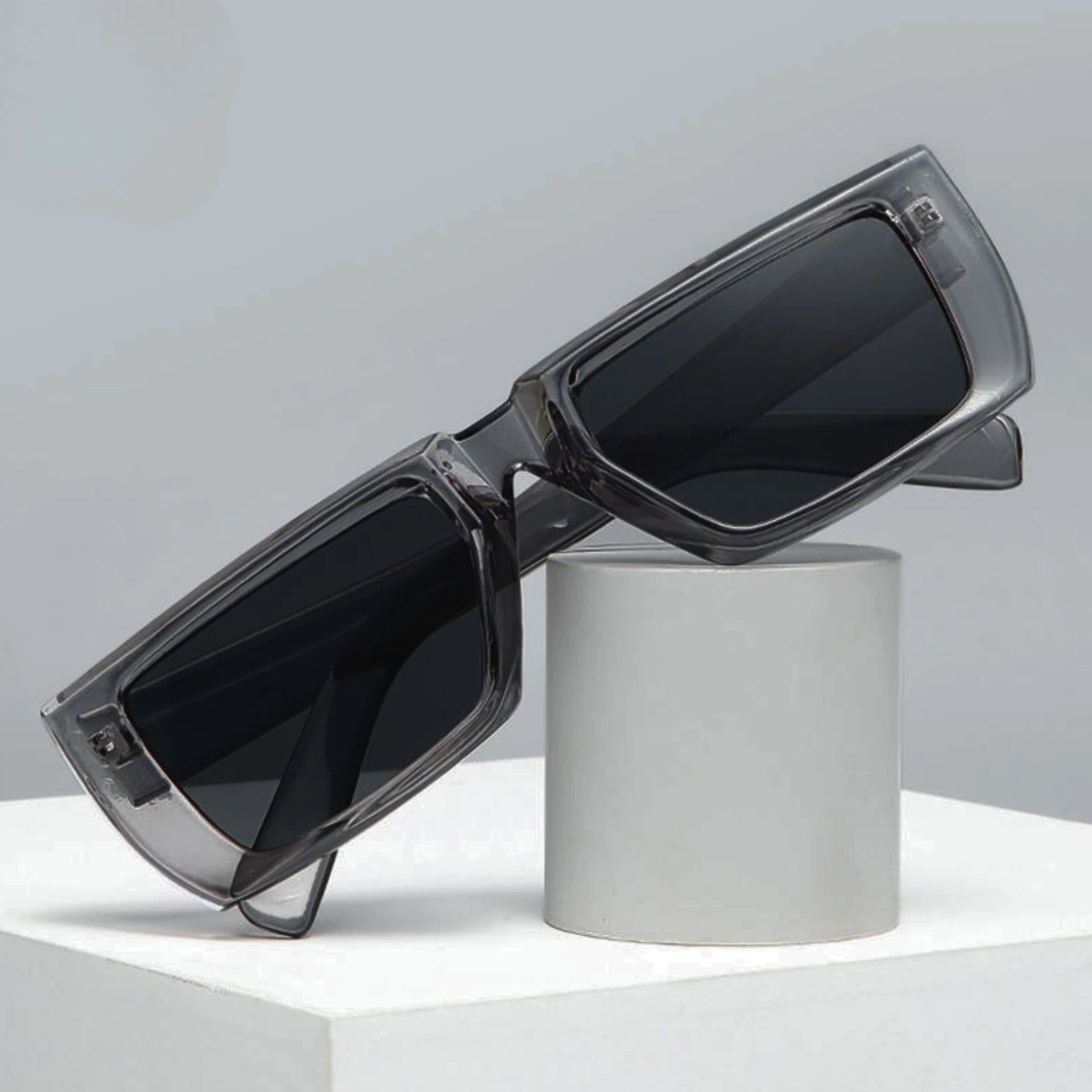 Futuristic Series Street Wear Y2K Rectangle Sunglasses - Slate Grey Futuristic Series Street Wear Y2K Rectangle Sunglasses - Slate Grey