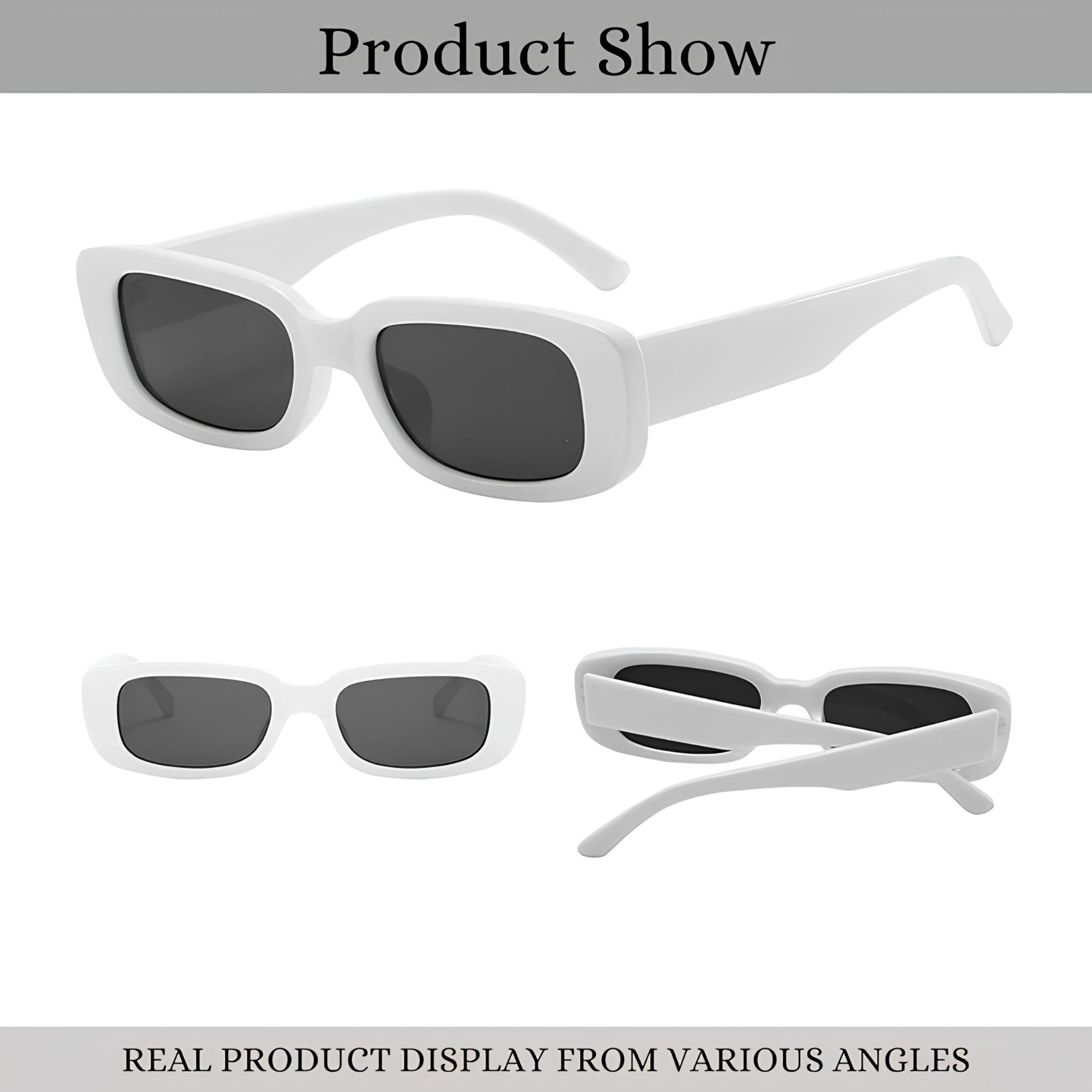 Rectro Series Retro Rectangular Sunglasses - White Rectro Series Retro Rectangular Sunglasses - White