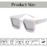 Monster Series UV Protected Square Sunglasses - White Frame Silver Mirrored Lens Monster Series UV Protected Square Sunglasses - White Frame Silver Mirrored Lens