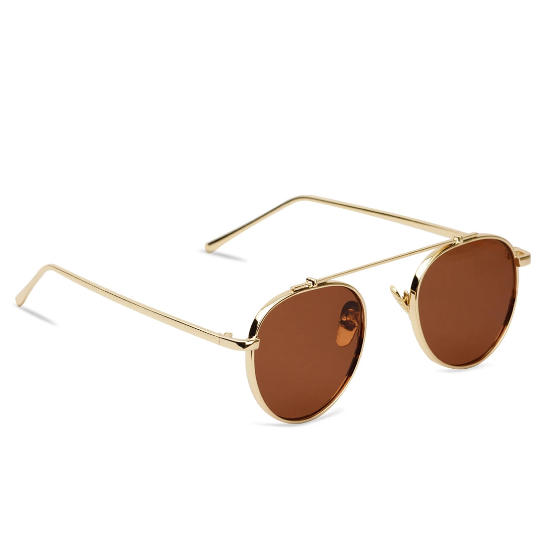 DISC Series Metal Frame Round Sunglasses - Gold Brown DISC Series Metal Frame Round Sunglasses - Gold Brown