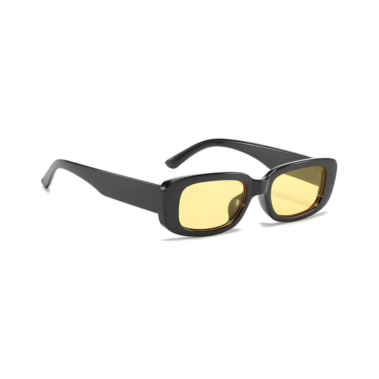 Rectro Series Retro Rectangular Sunglasses - Black-Yellow
