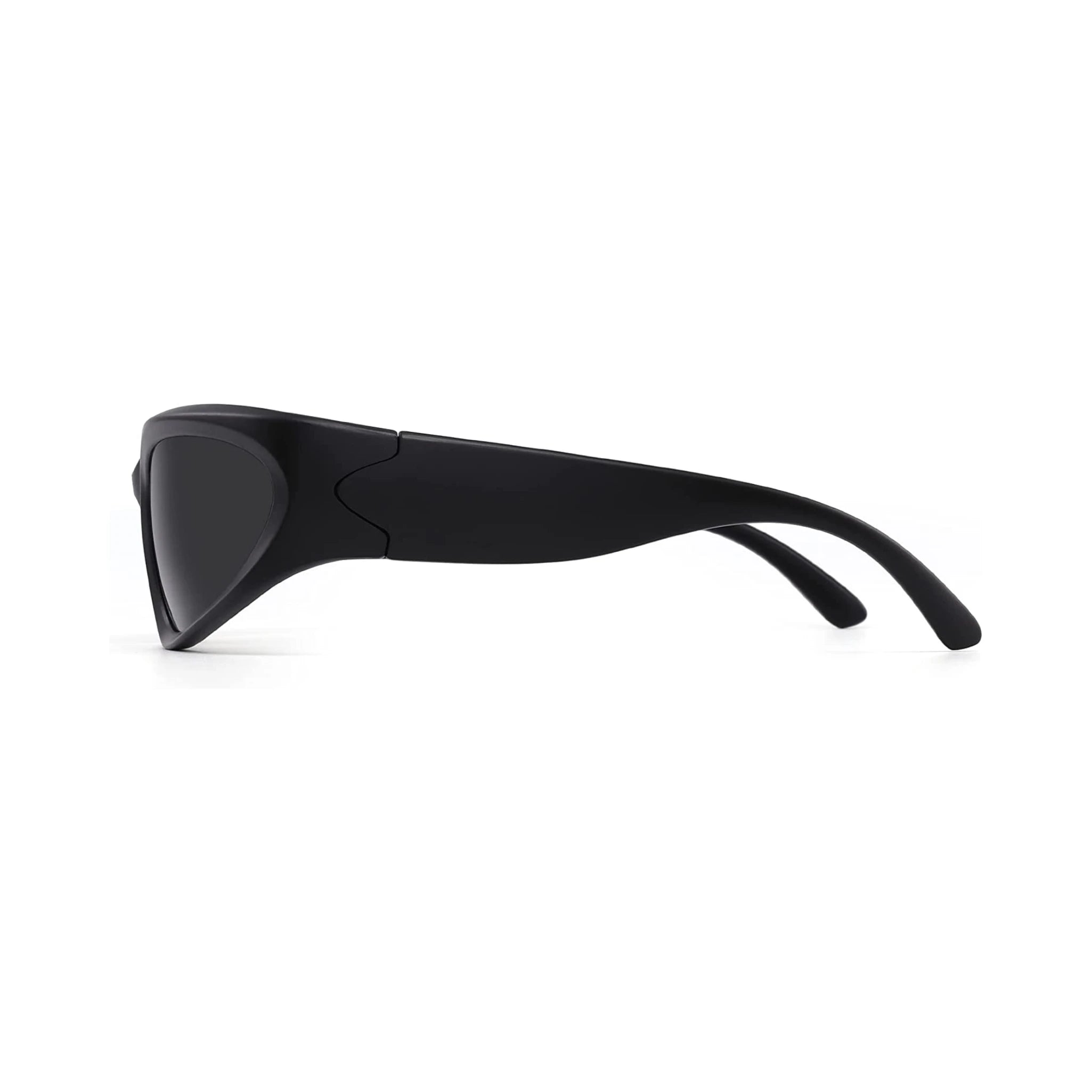Futuristic Series Y2K Wraparound Sunglasses - Black Frame Grey Lenses Futuristic Series Y2K Wraparound Sunglasses - Black Frame Grey Lenses