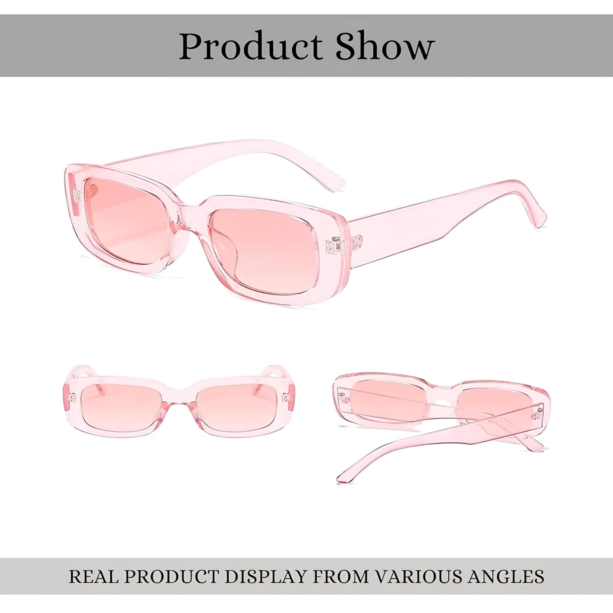 Rectro Series Retro Rectangular Sunglasses - Crystal Pink Rectro Series Retro Rectangular Sunglasses - Crystal Pink