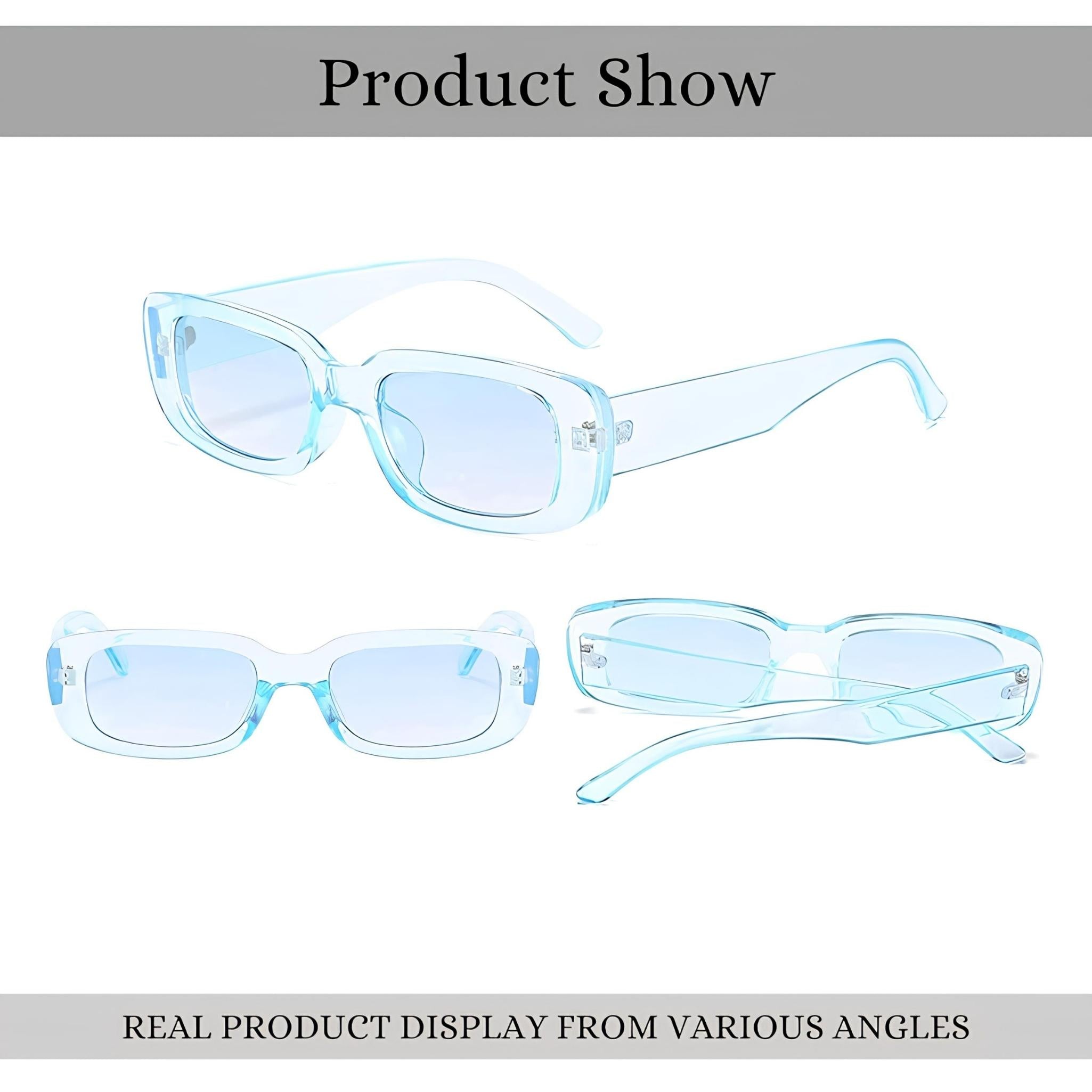 Rectro Series Retro Rectangular Sunglasses - Crystal Blue Rectro Series Retro Rectangular Sunglasses - Crystal Blue