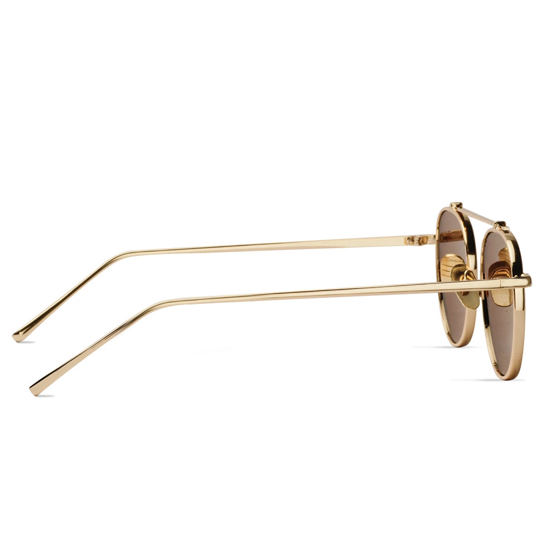 DISC Series Metal Frame Round Sunglasses - Gold Brown DISC Series Metal Frame Round Sunglasses - Gold Brown