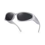 Futuristic Series Y2K Wraparound Sunglasses - Silver Frame Grey Lenses Futuristic Series Y2K Wraparound Sunglasses - Silver Frame Grey Lenses