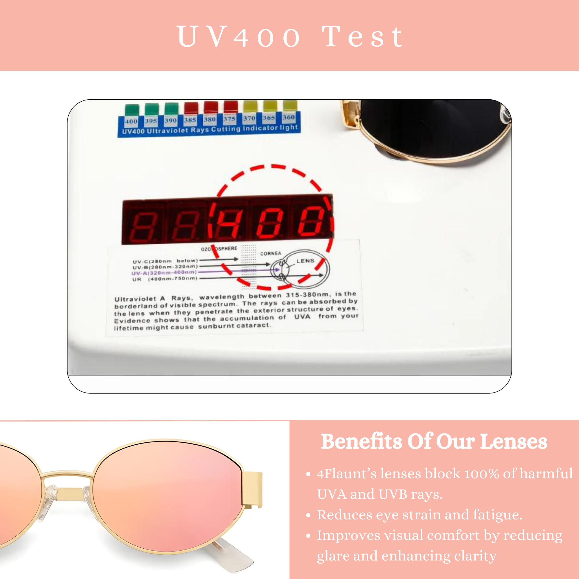 essntl Series Retro Oval Sunglasses For Women & Men - Gold Frame Pink Mirrored essntl Series Retro Oval Sunglasses For Women & Men - Gold Frame Pink Mirrored
