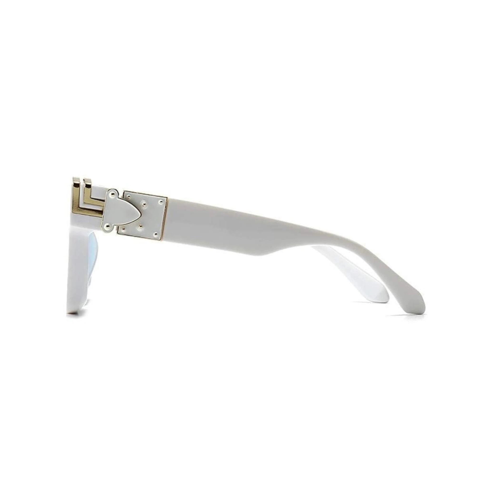 Monster Series UV Protected Square Sunglasses - White Frame Silver Mirrored Lens Monster Series UV Protected Square Sunglasses - White Frame Silver Mirrored Lens