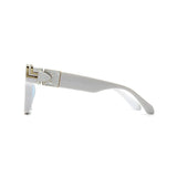 Monster Series UV Protected Square Sunglasses - White Frame Silver Mirrored Lens Monster Series UV Protected Square Sunglasses - White Frame Silver Mirrored Lens