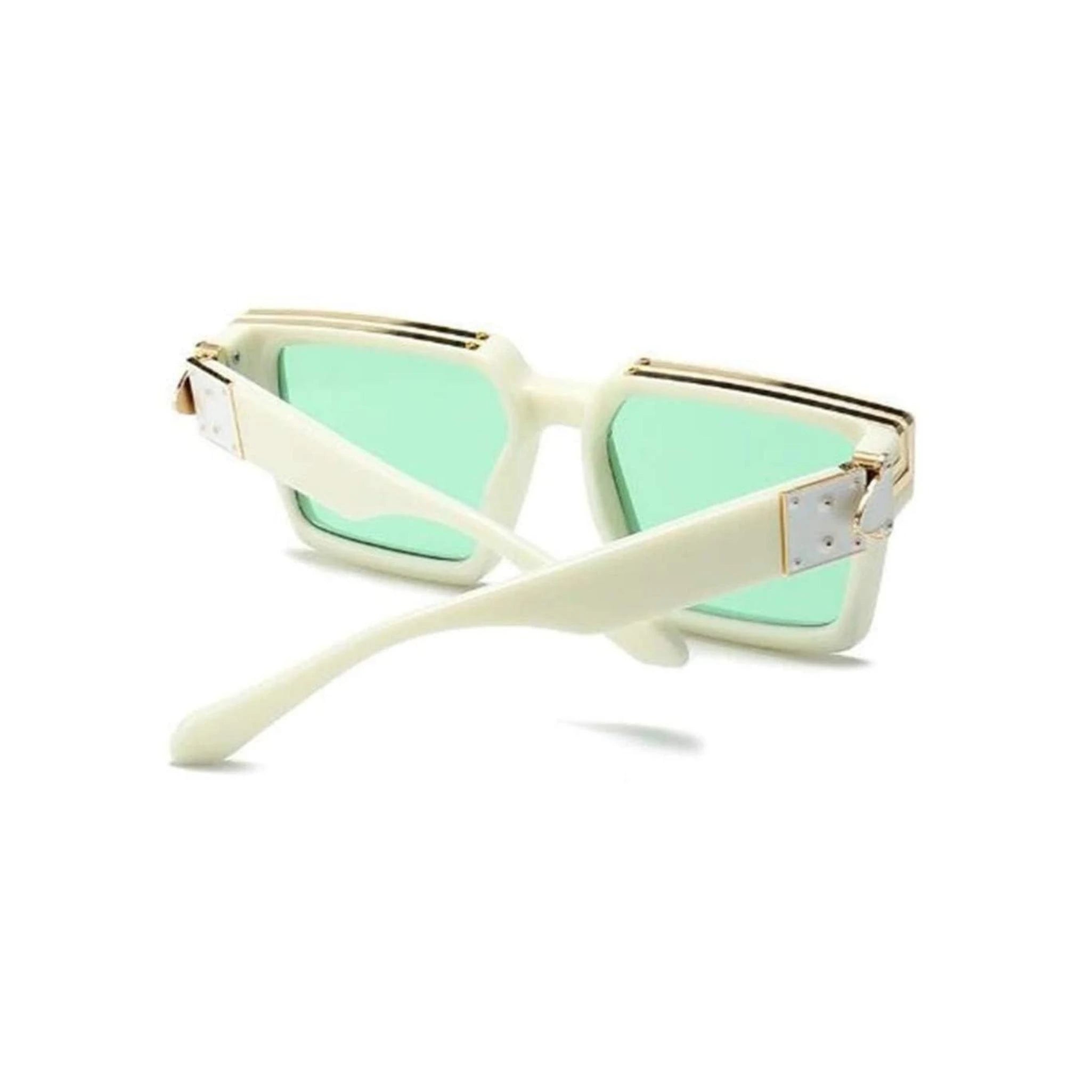 Monster Series UV Protected Square Sunglasses - White Frame Green Lens Monster Series UV Protected Square Sunglasses - White Frame Green Lens