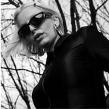 Futuristic Series Y2K Wraparound Sunglasses - Black Frame Grey Lenses Futuristic Series Y2K Wraparound Sunglasses - Black Frame Grey Lenses