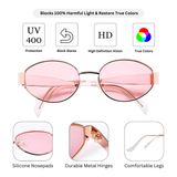 essntl Series Retro Oval Sunglasses For Women & Men - Gold Pink essntl Series Retro Oval Sunglasses For Women & Men - Gold Pink