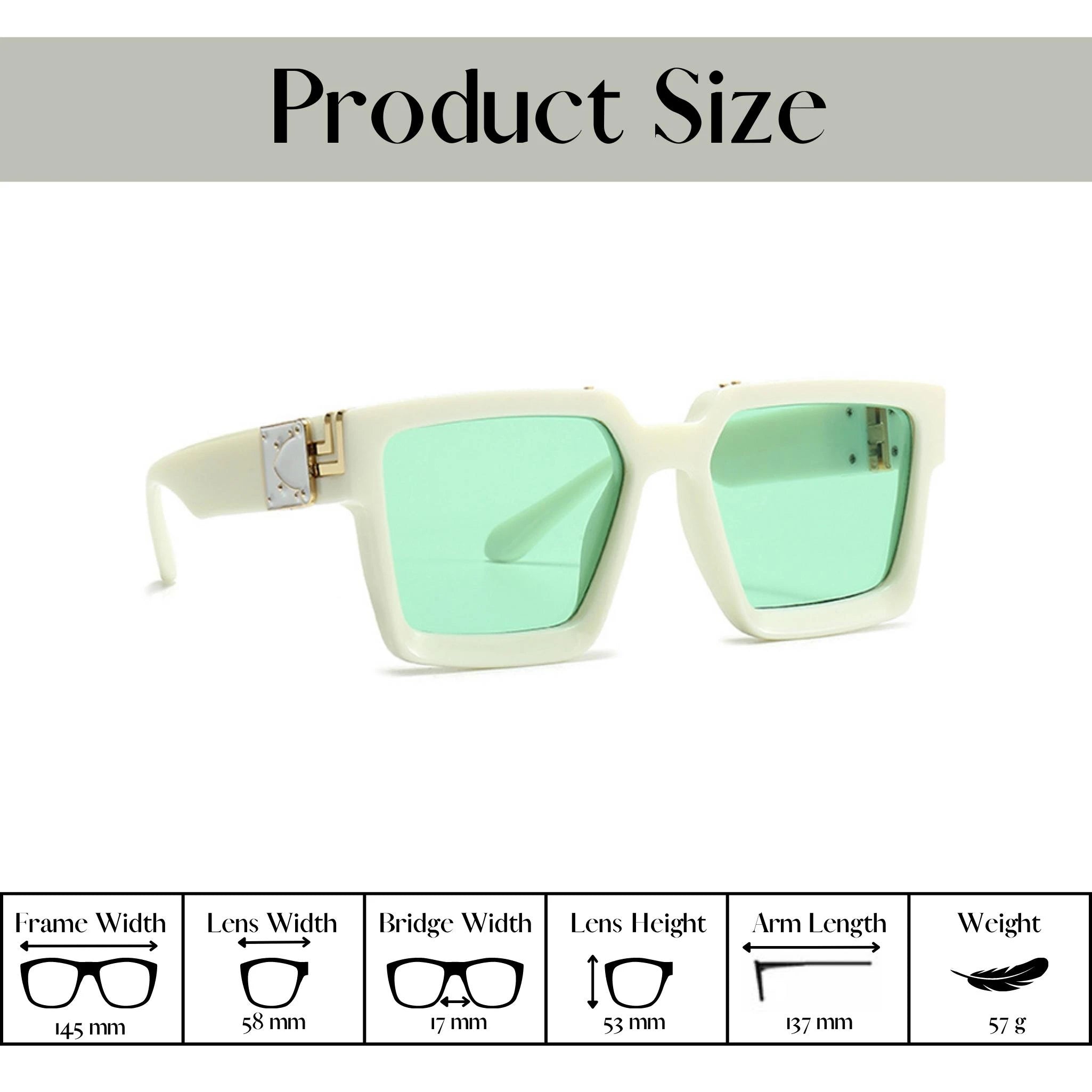 Monster Series UV Protected Square Sunglasses - White Frame Green Lens Monster Series UV Protected Square Sunglasses - White Frame Green Lens