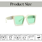 Monster Series UV Protected Square Sunglasses - White Frame Green Lens Monster Series UV Protected Square Sunglasses - White Frame Green Lens