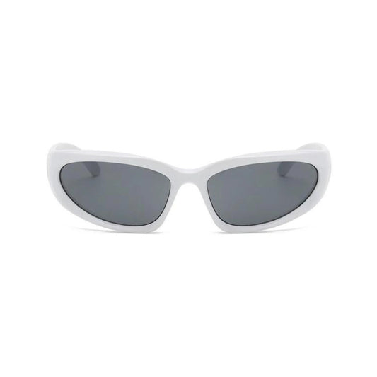 Futuristic Series Y2K Wraparound Sunglasses - White Frame Grey Lenses