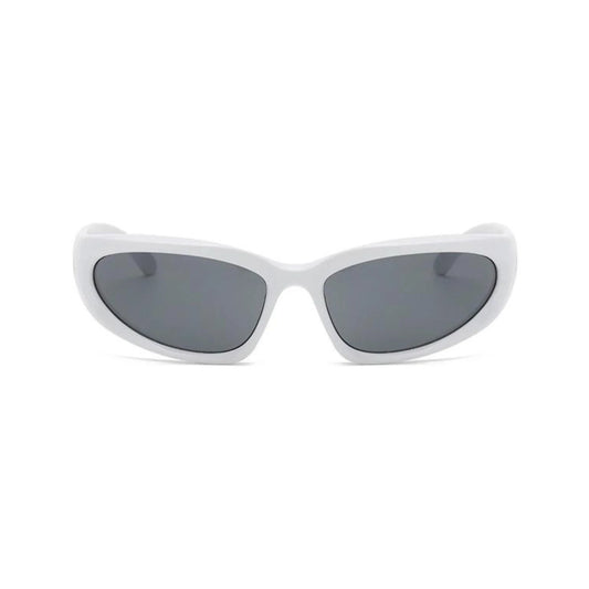 Futuristic Series Y2K Wraparound Sunglasses - White Frame Grey Lenses