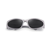 Futuristic Series Y2K Wraparound Sunglasses - Silver Frame Grey Lenses Futuristic Series Y2K Wraparound Sunglasses - Silver Frame Grey Lenses