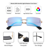 HautRim Series Rimless Rectangle Y2K Sunglasses For Men & Women Gold Blue Mirrored HautRim Series Rimless Rectangle Y2K Sunglasses For Men & Women Gold Blue Mirrored