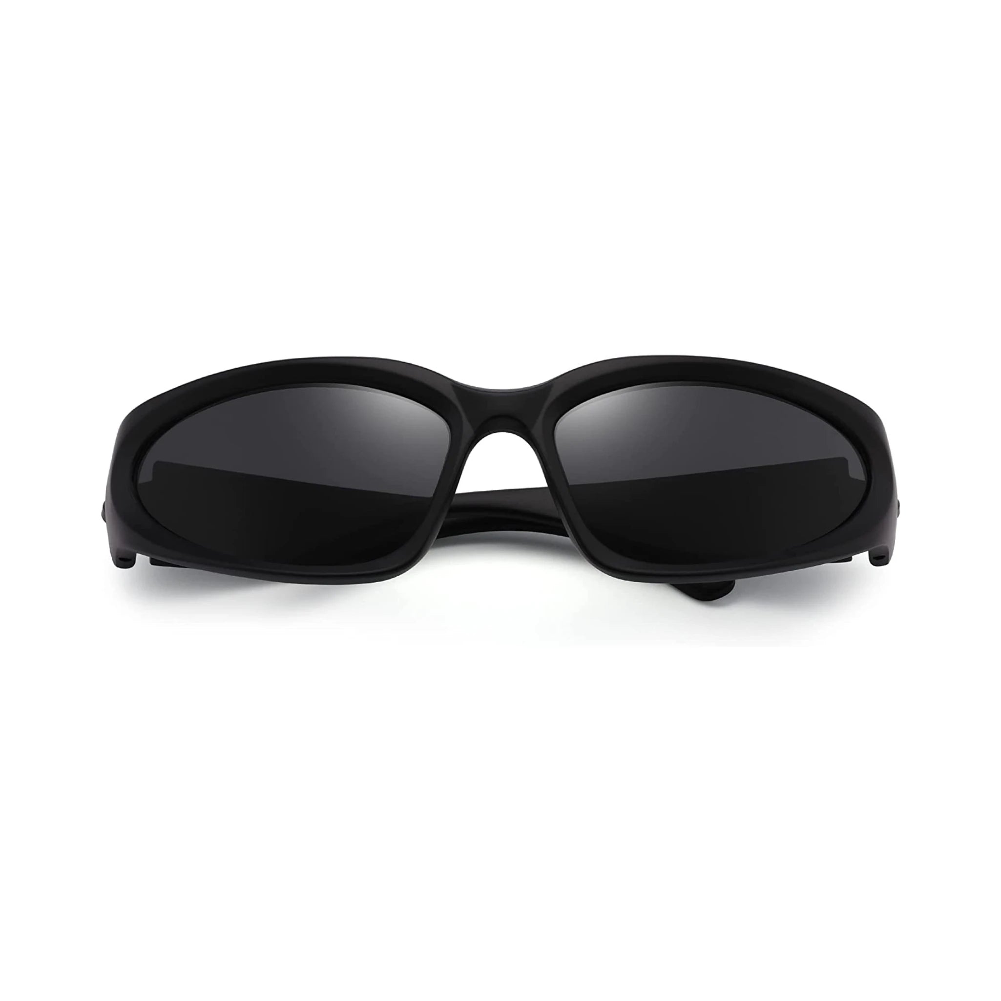 Futuristic Series Y2K Wraparound Sunglasses - Black Frame Grey Lenses Futuristic Series Y2K Wraparound Sunglasses - Black Frame Grey Lenses