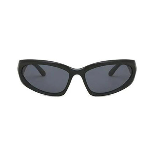 Futuristic Series Y2K Wraparound Sunglasses - Black Frame Grey Lenses