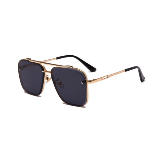 Bold Series Metal Frame Square Sunglasses - Gold Frame Black Lens