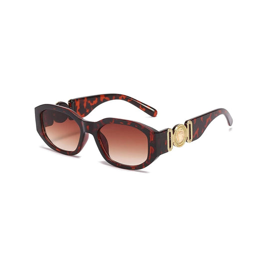 HexaBella Hexagon Irregular Sunglasses - Leopard Print