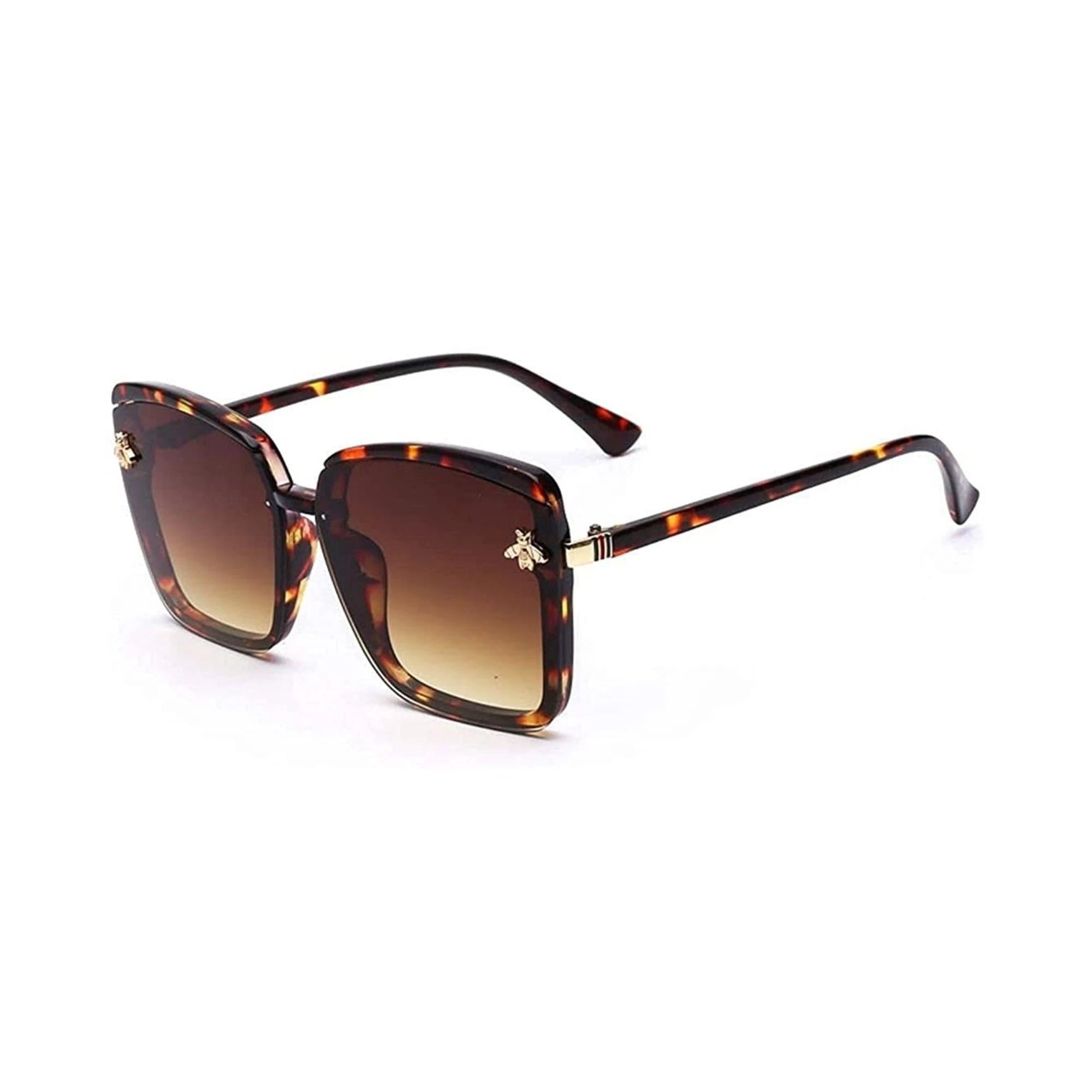 Queen Bee Oversized Square Sunglasses For Women - Leopard Print