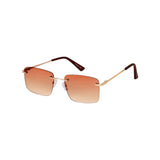 HautRim Series Rimless Rectangle Sunglasses - Gold Frame Brown Lens