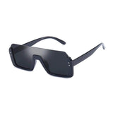 HautRim Series Half Rim Rectangular Sunglasses - Black