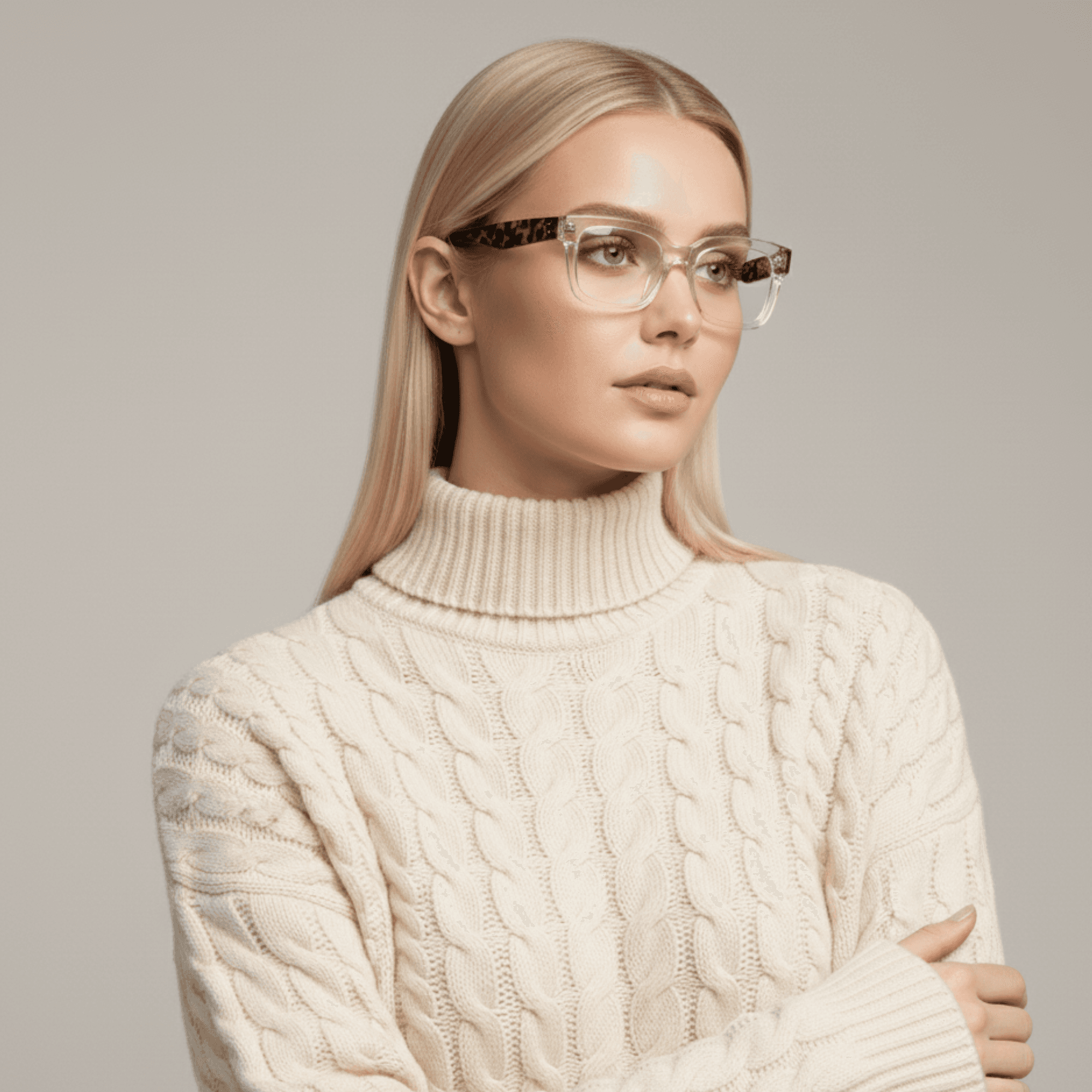 Dotted Series 3 Dots Square Blue Light Blocking Eyeglasses - Demi Glaze