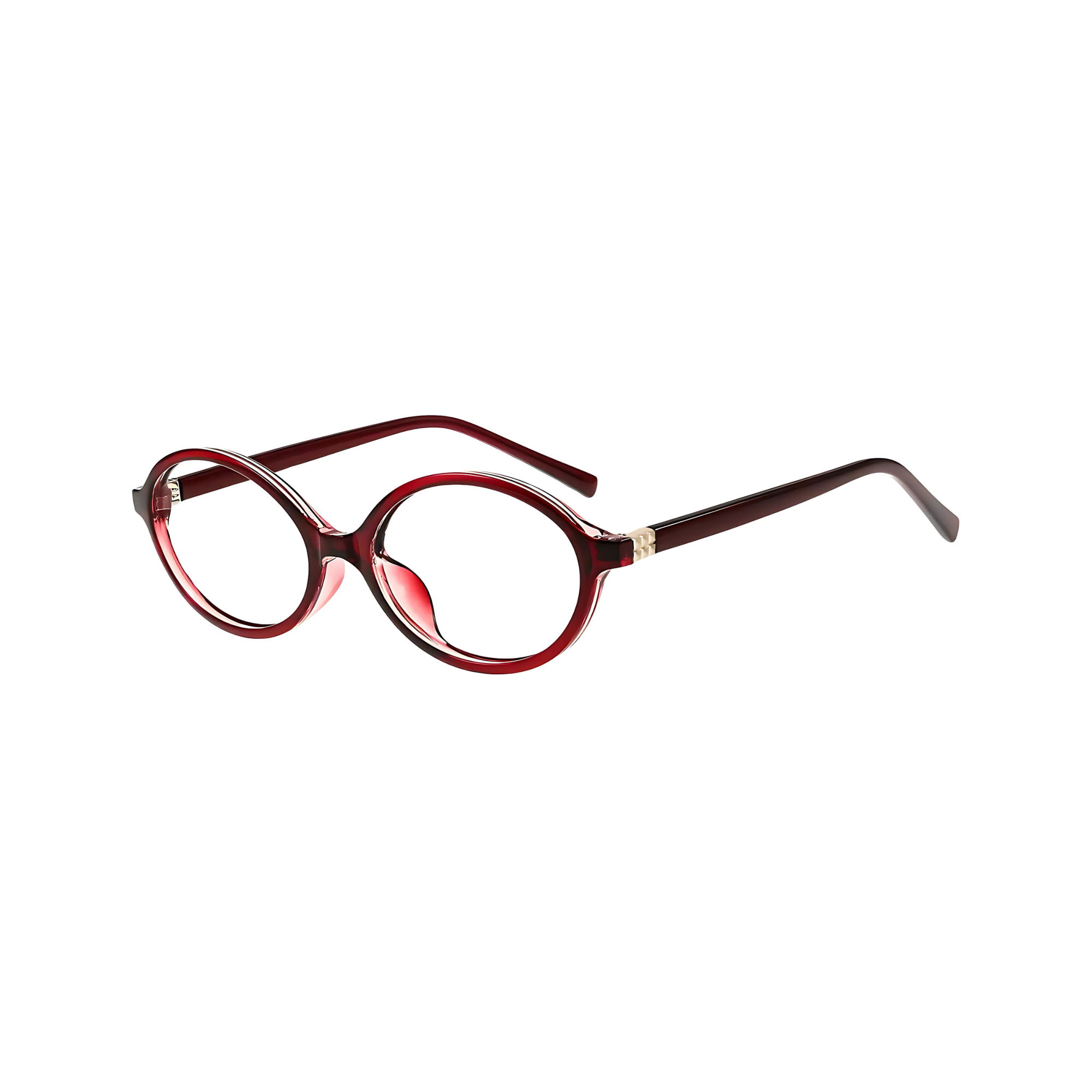 essntl series Retro Vintage 90s Oval Computer Glasses For Women - Wine Red