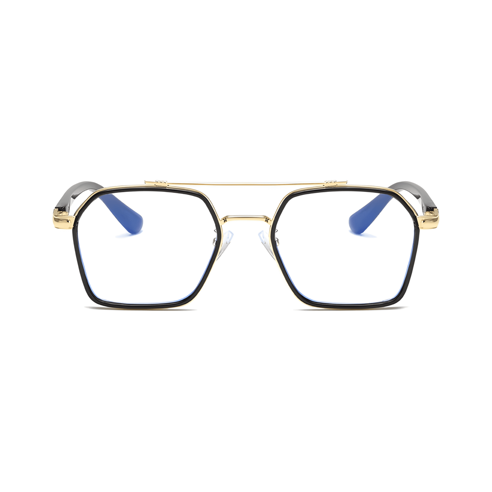 Etched Square Eyeglasses for Men & Women - Gold Black