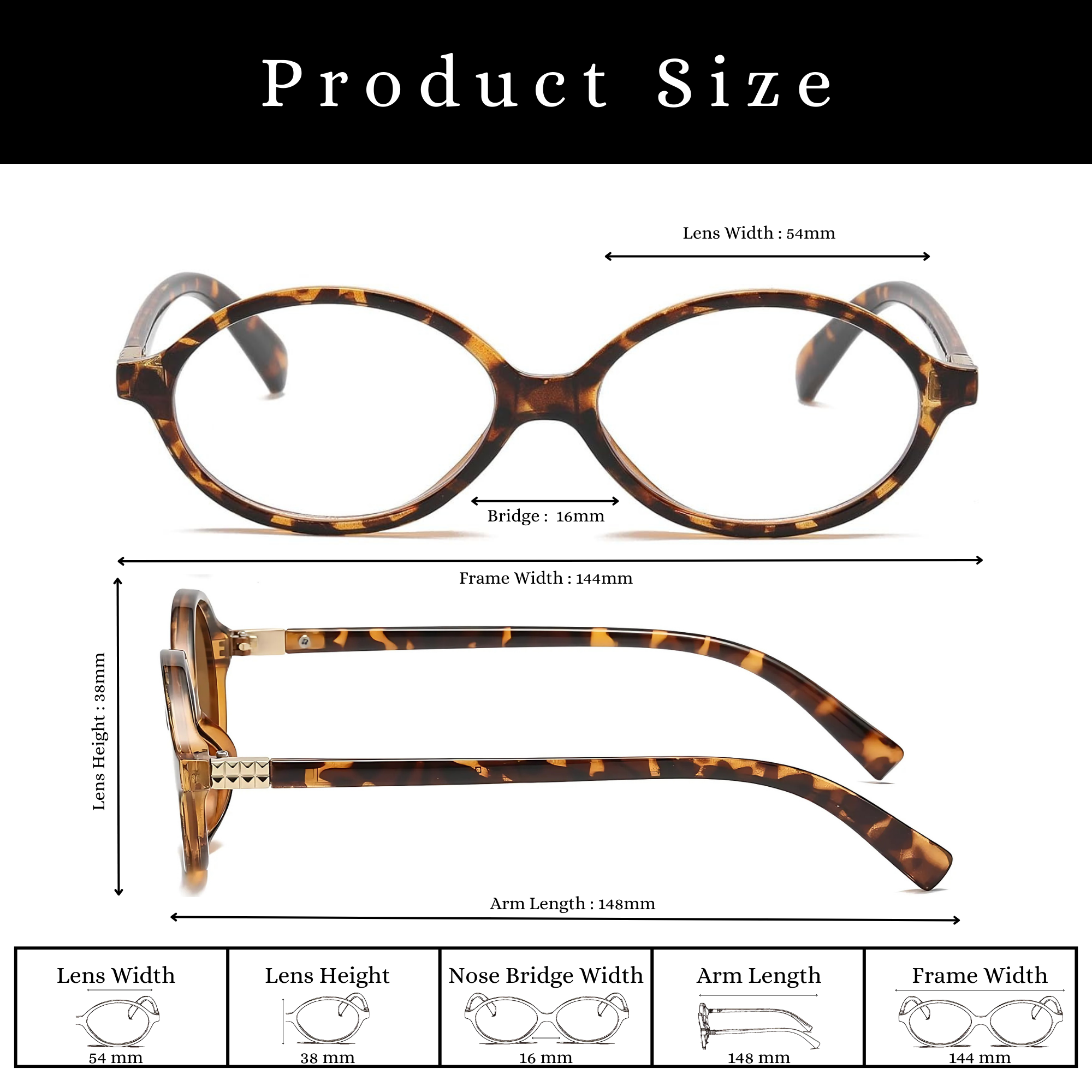 essntl series Retro Vintage 90s Oval Computer Glasses For Men & Women - Leopard Clear