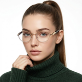 essntl Series Retro Oval Computer Glasses For Men & Women - Golden