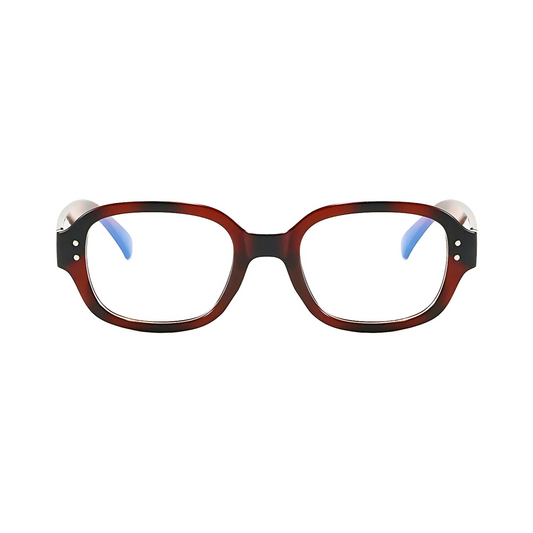 Dotted Series Retro Y2K Rectangle Blue Light Blocking Eyeglasses - Redwood
