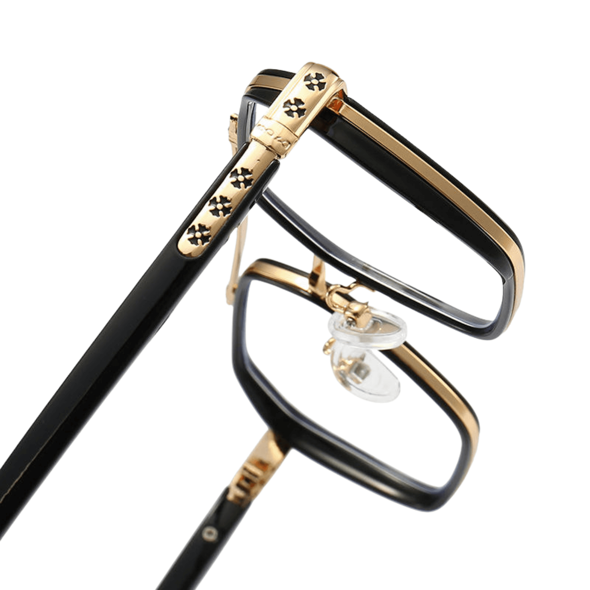 Etched Square Eyeglasses for Men & Women - Gold Black