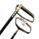 Etched Square Eyeglasses for Men & Women - Gold Black