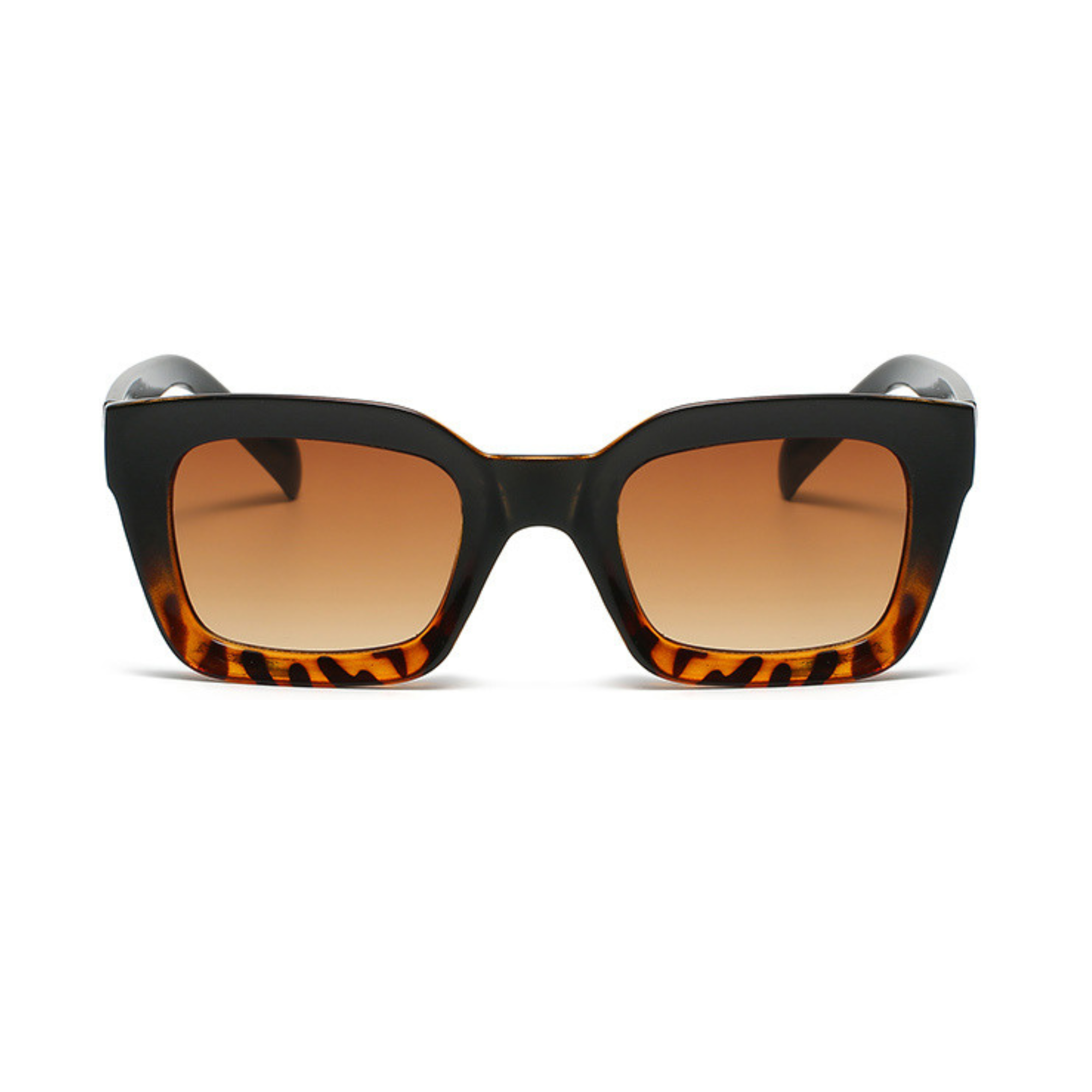 Dotted Series 3 Dots Square Sunglasses - Black Demi Brown
