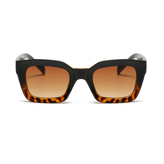 Dotted Series 3 Dots Square Sunglasses - Black Demi Brown