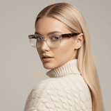 Dotted Series 3 Dots Square Blue Light Blocking Eyeglasses - Demi Glaze