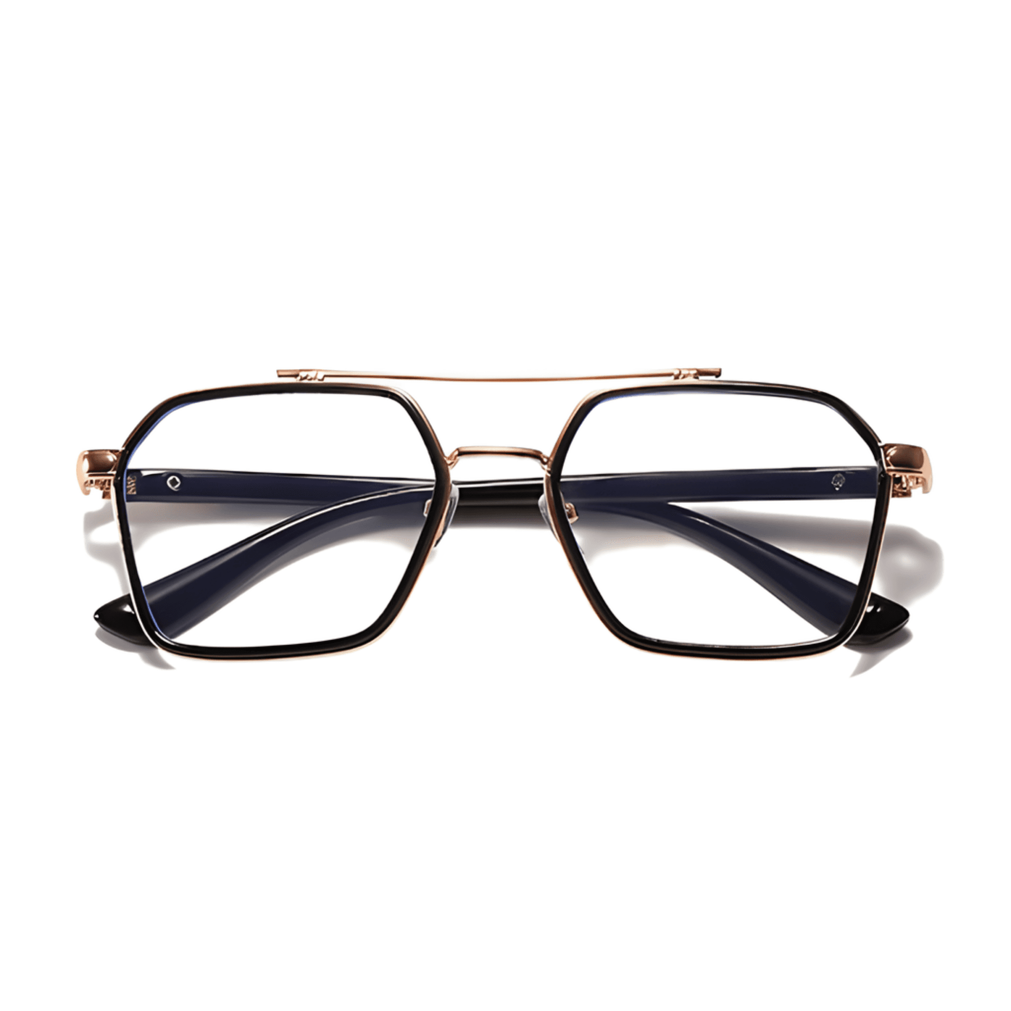 Etched Square Eyeglasses for Men & Women - Gold Black