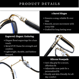 Etched Square Eyeglasses for Men & Women - Silver Crystal