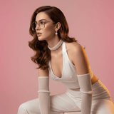 Etched Square Eyeglasses for Men & Women - Silver Crystal