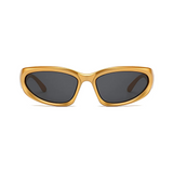 Futuristic Series Y2K Wraparound Sunglasses - Gold Frame Grey Lenses