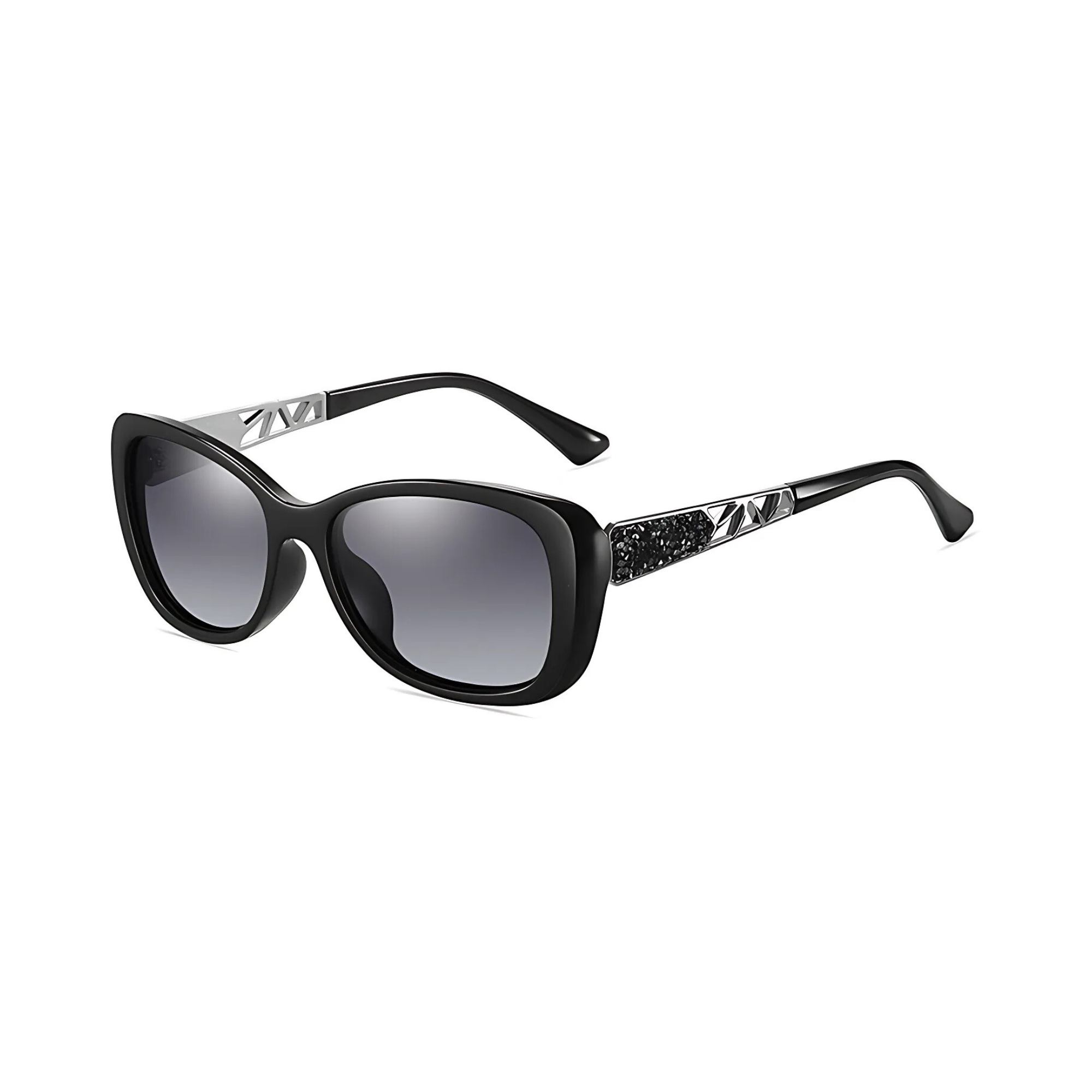 essntl series Butterfly Sparkling Crystal Sunglasses For Women - Ultra Black