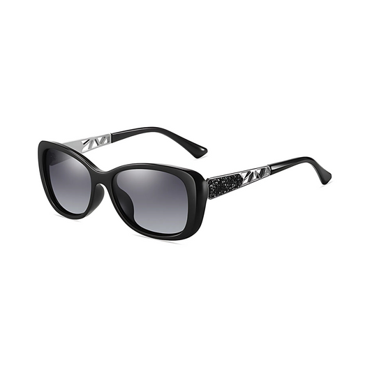 essntl series Butterfly Sparkling Crystal Sunglasses For Women - Ultra Black