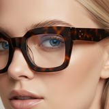 Dotted Series 3 Dots Square Blue Light Blocking Eyeglasses - Demi