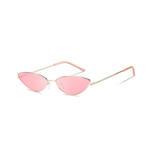 UV Protected Cute Cateye Sunglasses For Womens - Gold Frame Pink Lens