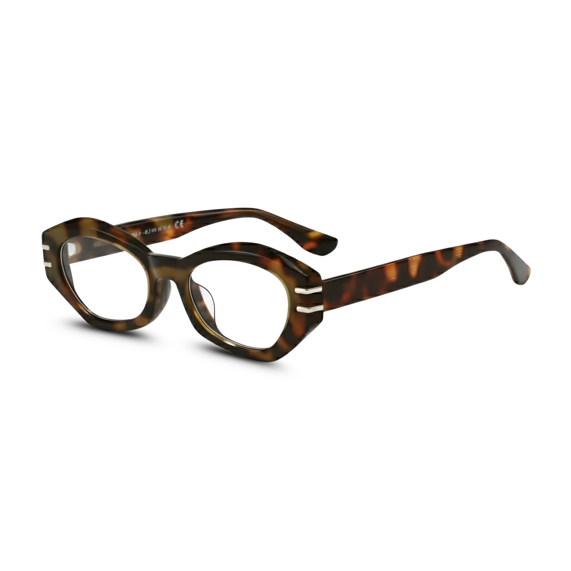 Tortoiseshell eyeglasses on a white background